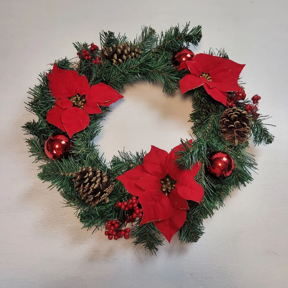 Festive Red and Green Holiday Wreath
